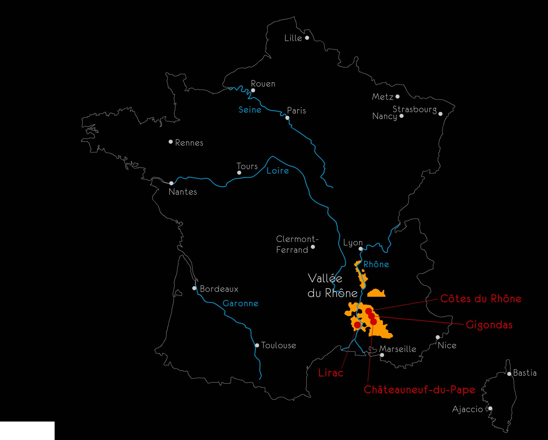 Carte Côtes du Rhône